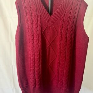 Women’s Wine Cable Knit Sweater Vest